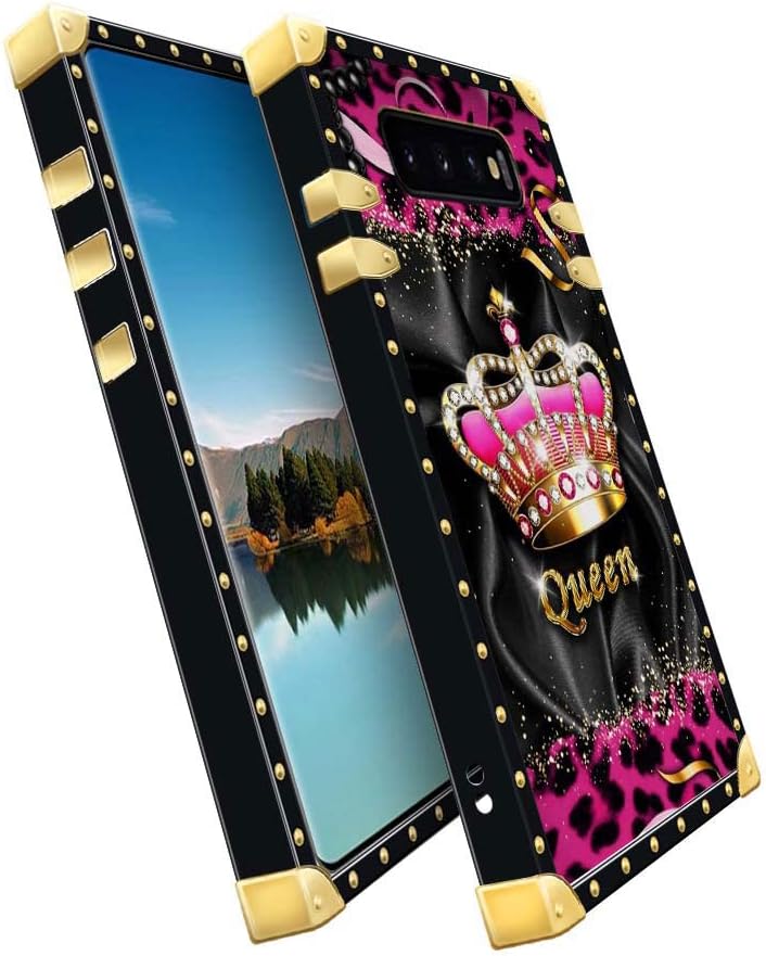 YiXinBB Funda compatible con Samsung Galaxy S10 Plus, J Crown Queen con estampado de leopardo de lujo, elegante, suave, TPU a prueba de golpes,