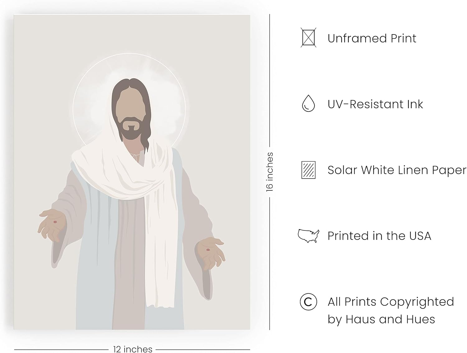 HAUS AND HUES Arte de pared de Jesús, cuadro de Jesús, arte de pared cristiano, retrato de Jesucristo, decoración de pared religiosa, póster de