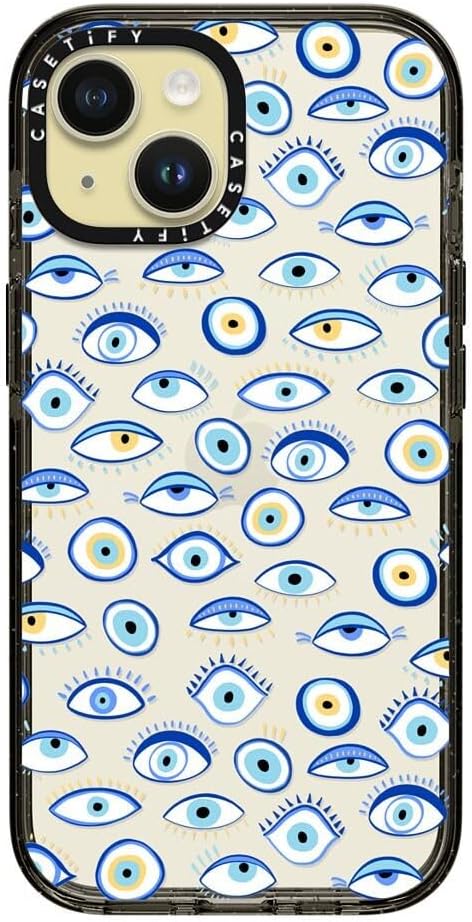 CASETiFY Impact – Funda para iPhone 15 4 veces probada contra caídas de grado militar, protección contra caídas de 8.2 pies  Estampado de ojos  azul