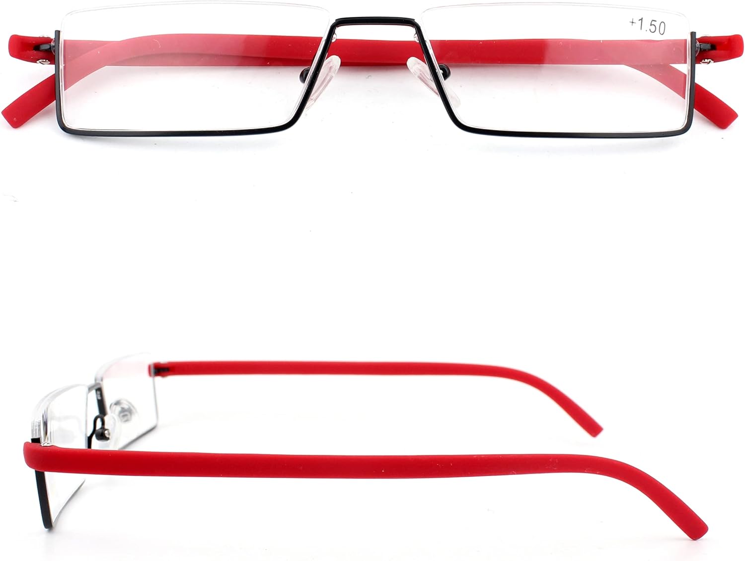 Paquete de 2 lentes de lectura de medio marco para hombres y mujeres, ligeros para lectura de computadora con estuche portátil 1.25