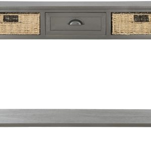 Safavieh American Homes Collection Winifred – Mesa consola de mimbre gris con almacenamiento Safavieh American Homes Collection Winifred – Mesa consola de mimbre gris con almacenamiento