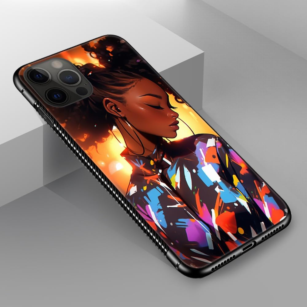 Funda compatible con iPhone 12, funda de niña negra afroamericana para iPhone 12 Pro, fundas para hombres y mujeres, diseño de patrón de regalo, a