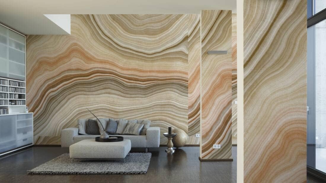 CONCORD WALLCOVERINGS  Papel tapiz vintage para pared con azulejos de ondas, beige, marrón y blanco, 146 pulgadas de ancho x 110 pulgadas de alto, 7