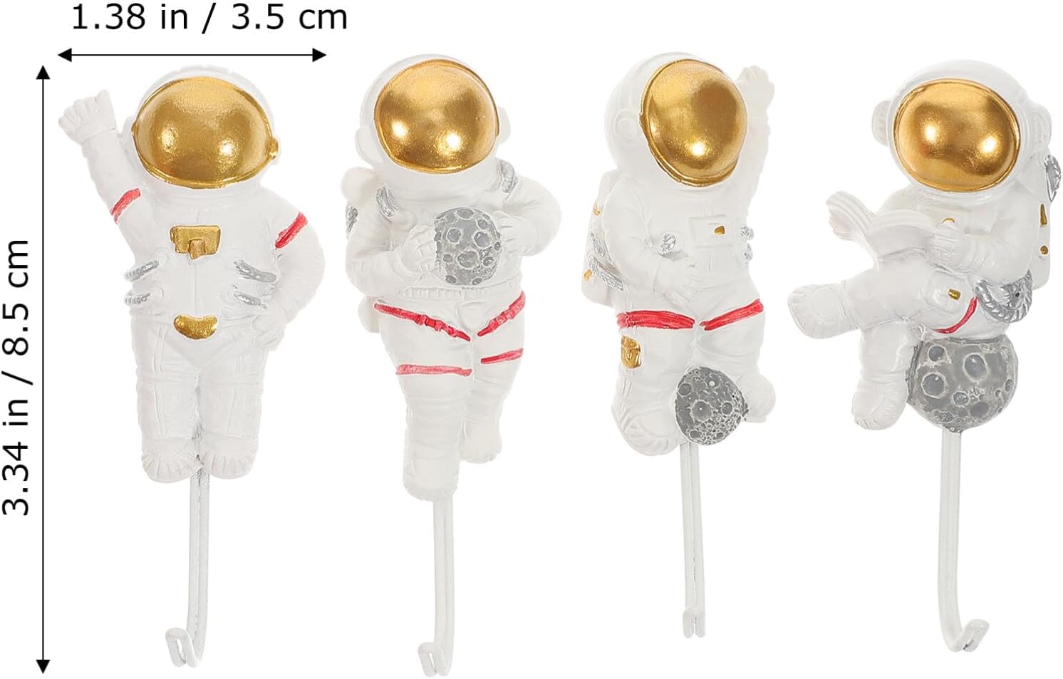 Zerodeko Gancho de almacenamiento de astronauta, 4 piezas de gancho para colgar en la pared de astronauta, soporte para paraguas, abrigos, llaves,