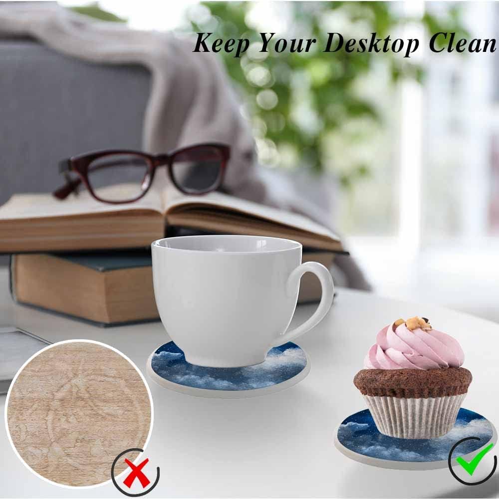 oFloral Juego de 2 posavasos azules estrellados para bebidas absorbentes con estrellas brillantes y naturales, regalos de inauguración de casa,