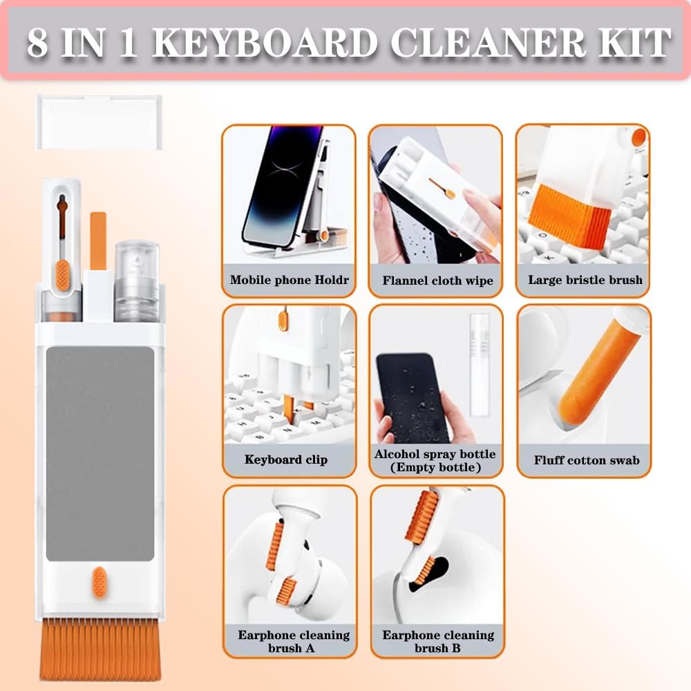 FA FIGHTART Kit limpiador de teclado de pantalla portátil Herramienta de limpieza electrónica Lente de cámara de TV Limpiador de computadora Paño de
