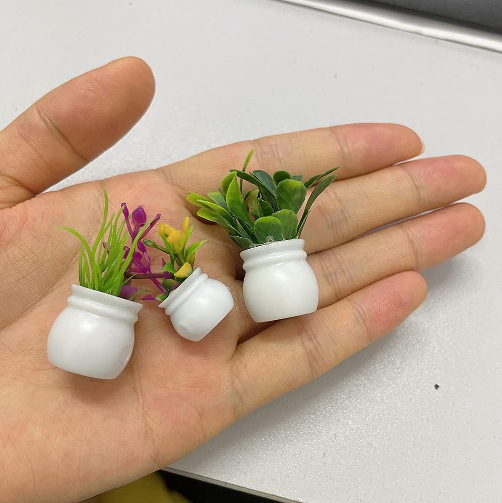 MEMOVAN 10 piezas de plantas de casa de muñecas en miniatura, planta bonsái, casa de muñecas, mini planta verde, flor en maceta, adorno de