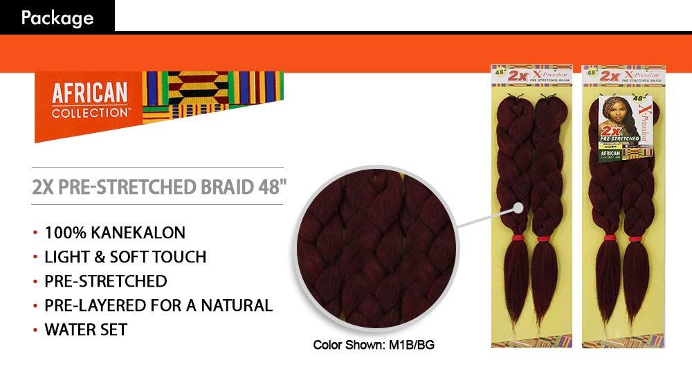 Ofertas de paquetes múltiples! Sensationnel Trenzas de pelo sintético XPRESSION 2X trenza preestirada 48 pulgadas