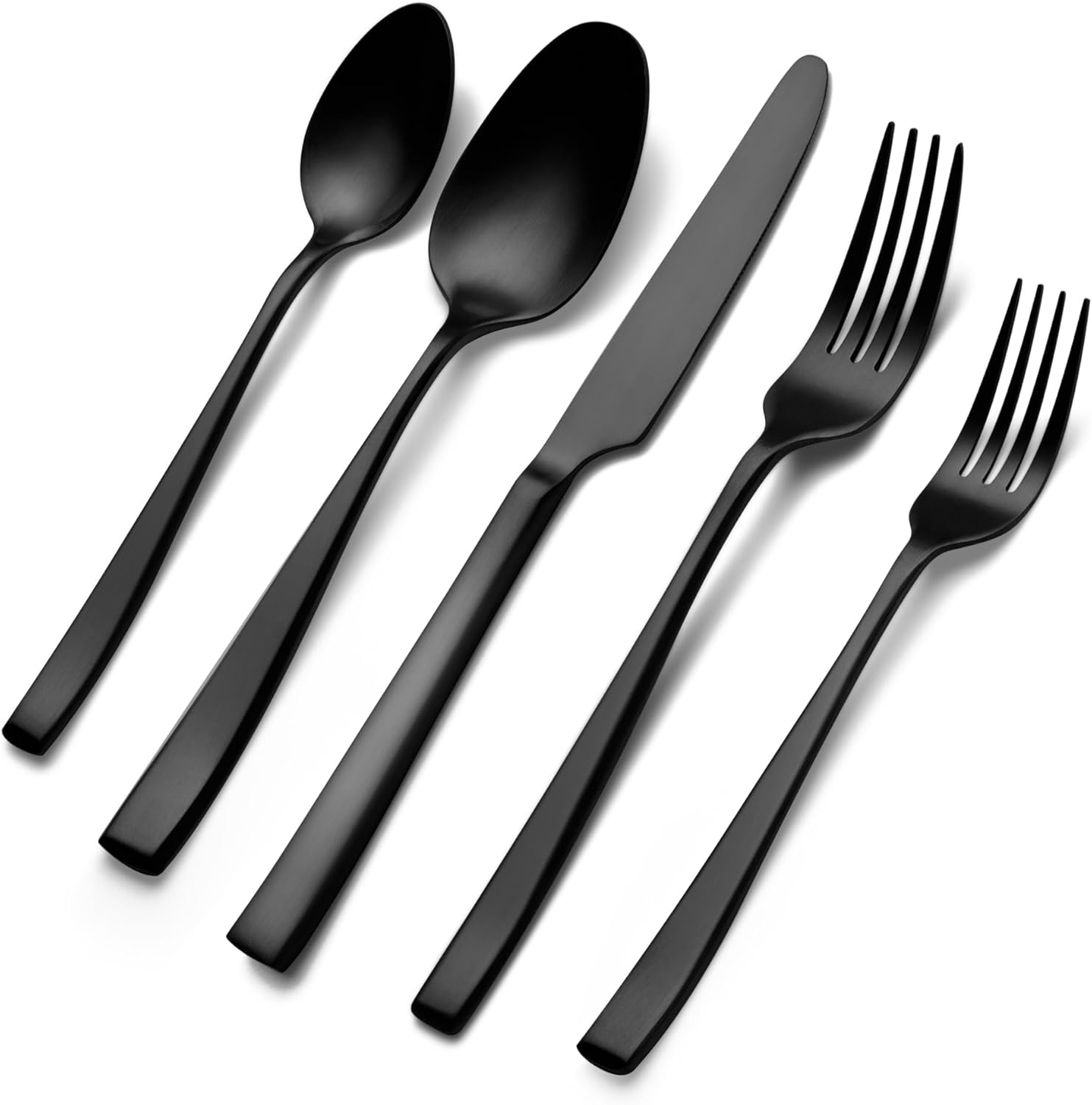 Juego de cubiertos negros mate, 40 piezas de acero inoxidable de alta calidad para 8, juego de cubiertos mate, juegos de utensilios de cocina negros