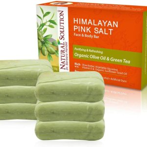 Natural Solution Himalayan Pink Salt Bath, barra de jabón de té verde (paquete de 6), barra de jabón de aceite de oliva y té verde (paquete de 6) Natural Solution Himalayan Pink Salt Bath, barra de jabón de té verde (paquete de 6), barra de jabón de aceite de oliva y té verde (paquete de 6)