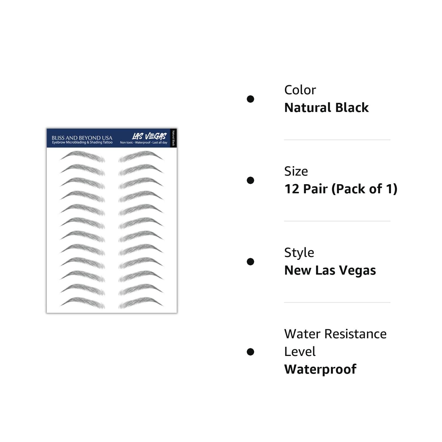 Bliss & Beyond USA  Calcomanías impermeables para tatuajes de cejas. Un aspecto real de golpe de cabello. Reemplazo sin cirugía. Solución para