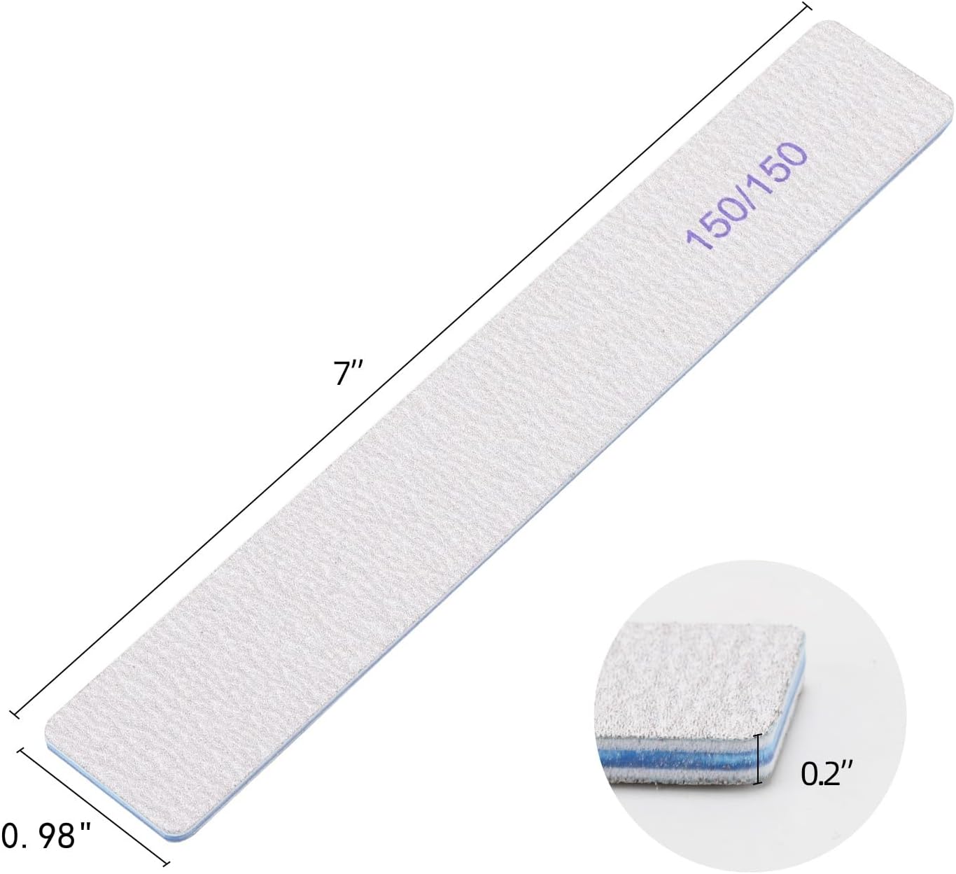 50 limas de uñas rectangulares de grano 150150 para uñas acrílicas y uñas naturales, limas reutilizables de doble cara, herramientas de manicura