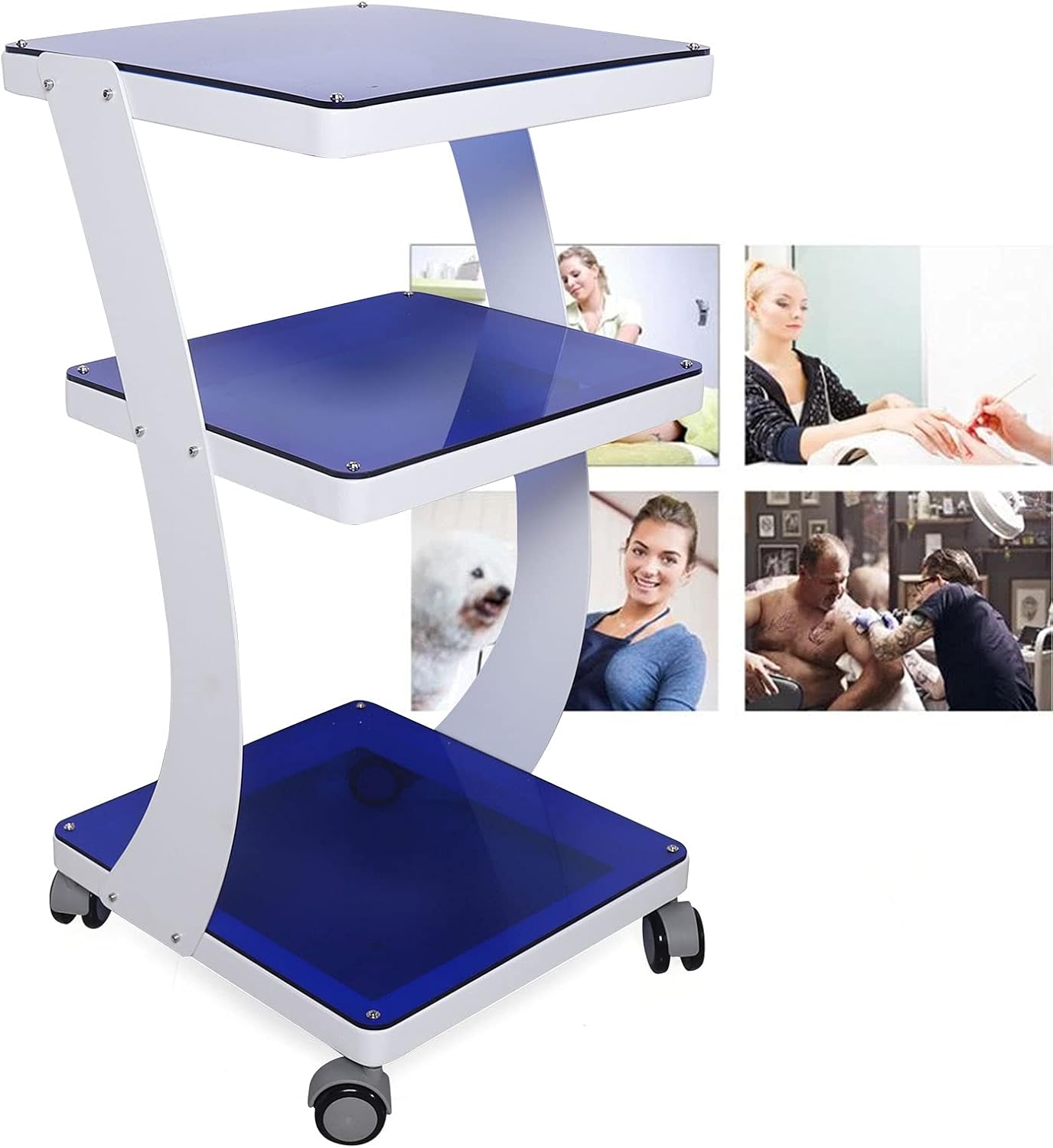 CNCEST Carrito de 3 capas para salón de spa, carrito de carrito, soporte de máquina de belleza resistente para máquina de belleza con rueda