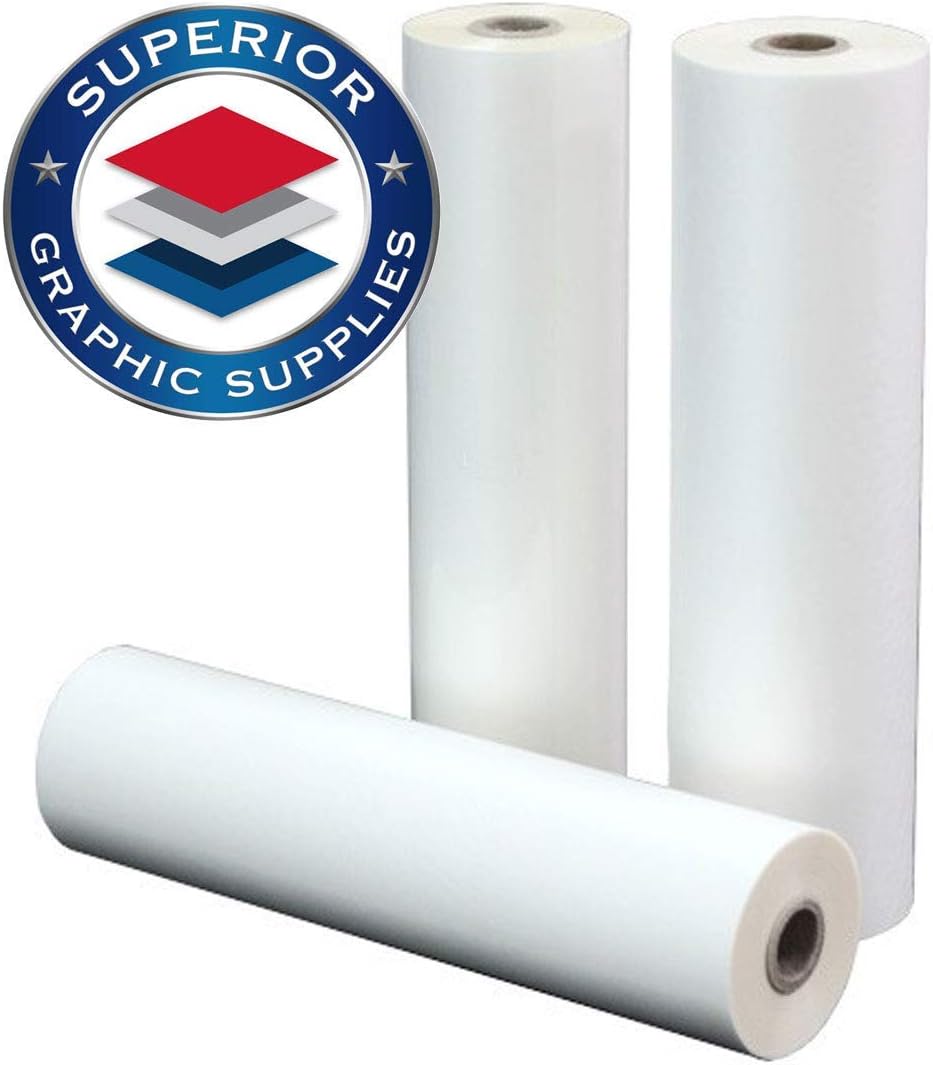 Rollo de película para laminación térmica, 149.9 x 492.1ft, núcleo de 0.059in, grosor de 0,0015 pulgadas, brillo transparente, paquete de 2 rollos