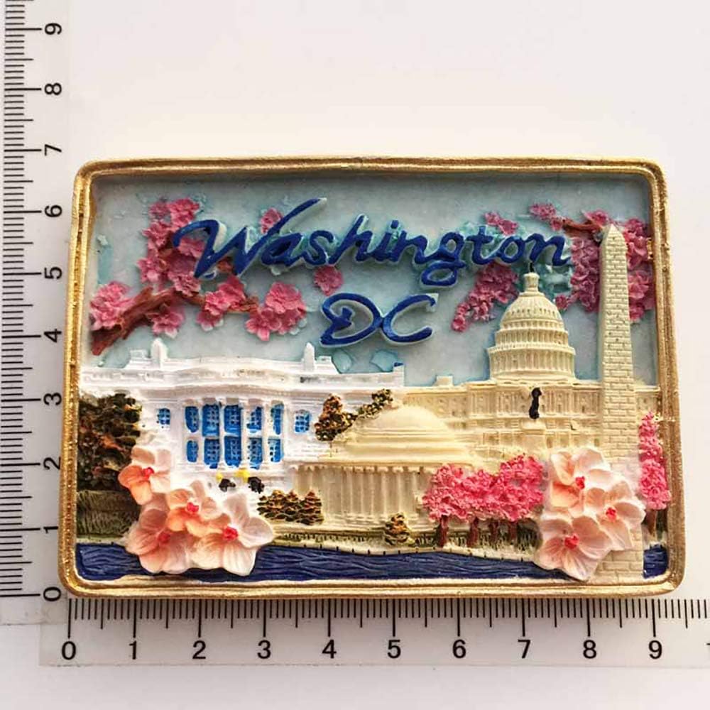Washington DC USA – Imán de nevera 3D hecho a mano, resina magnética, decoración del hogar, cocina, colección de imanes para nevera de Washington
