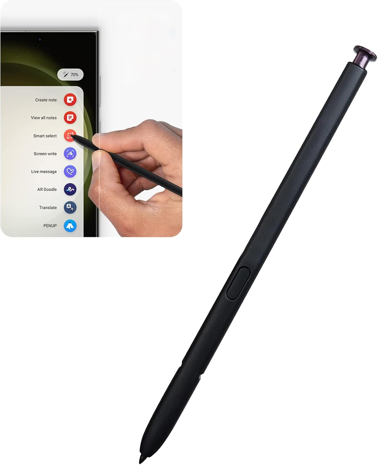 (noBluetooth) Stylus S Pen Replacement for Samsung Galaxy S23 Ultra 2023, 4096 Pressure Levels for Writing, Drawing, No Bluetooth-Black