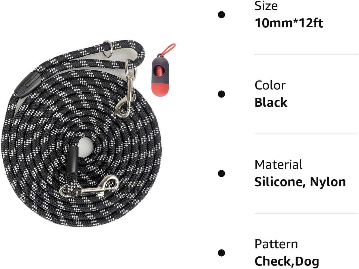 Codepets Correa de cuerda larga para perro para entrenamiento de perros, de 12, 20, 30, 50 pies, correas reflectantes para perro, correas de control