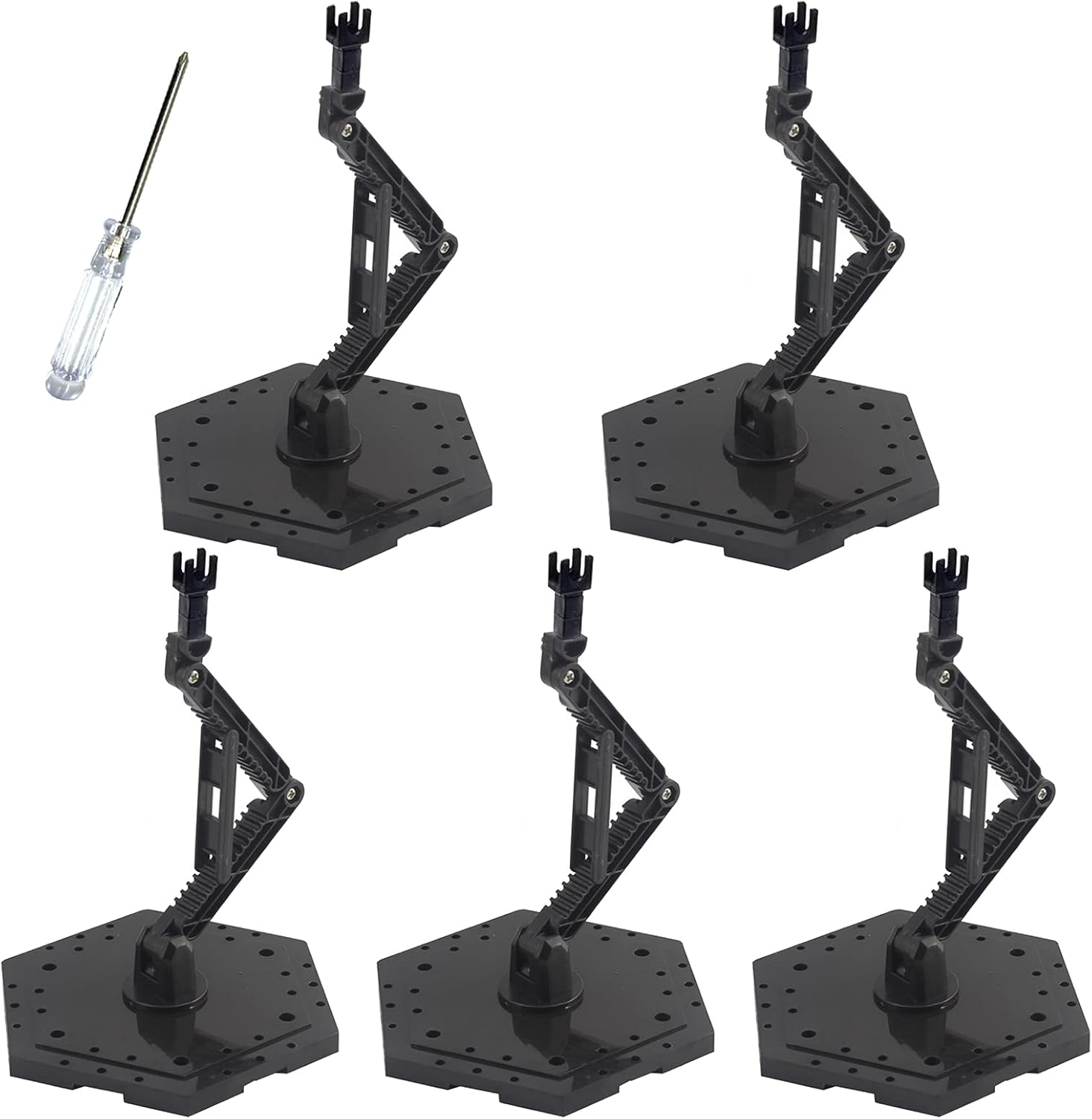 Base de acción Hobby, soporte de exhibición de pasatiempos compatible con modelos de figuras a escala 1144 Gundam HG RG, color negro (5 unidades)