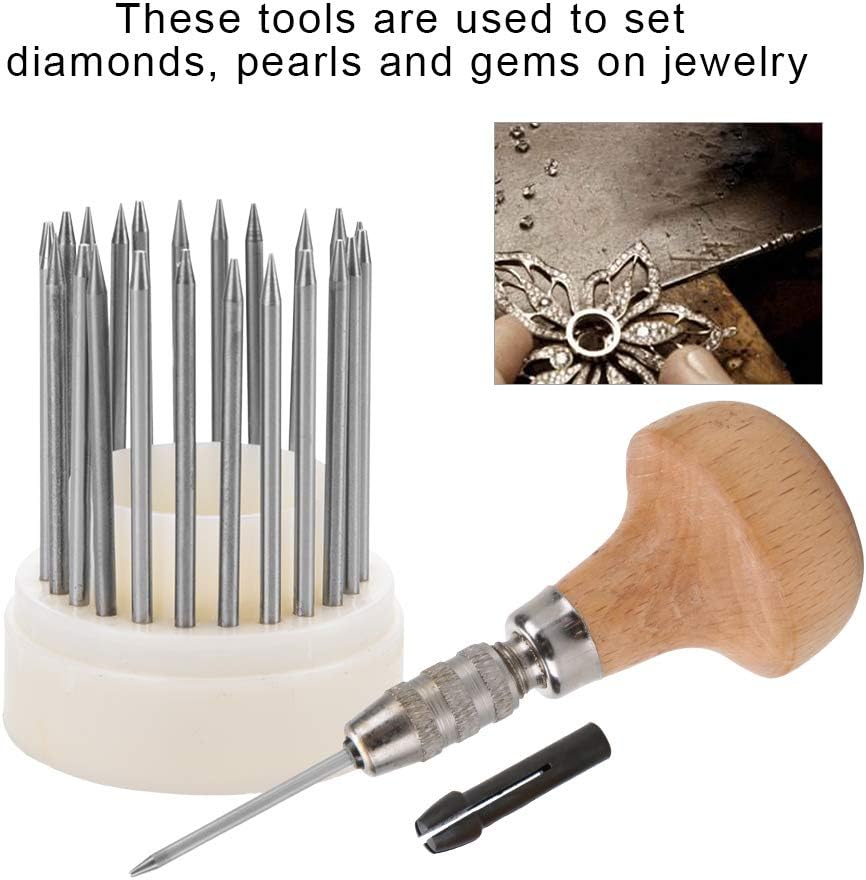 Juego de 23 herramientas de abalorios de ajuste de diamante, herramientas de abalorios Graver Beader para joyería de piedra de diamante herramienta