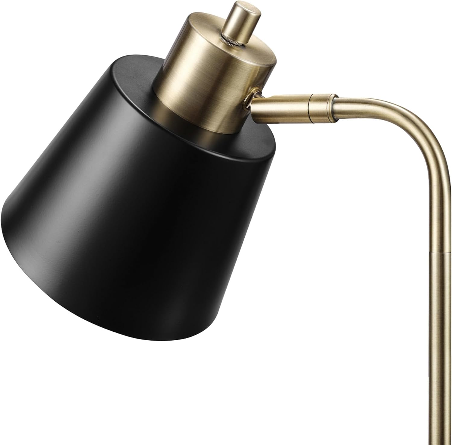 Globe Electric 61000055 Lámpara de escritorio de 18 pulgadas, acabado de latón mate, pantalla de metal negro mate, junta de pivote, interruptor
