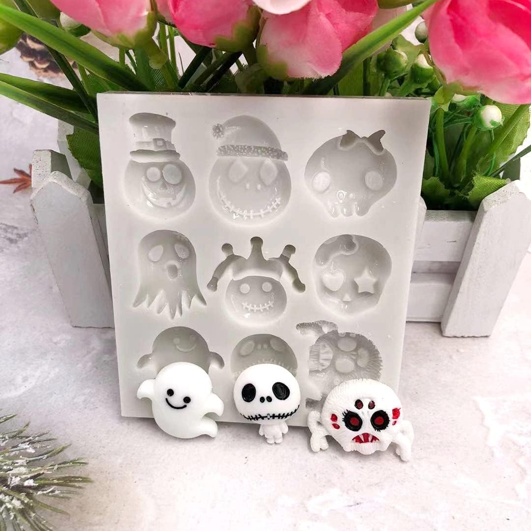 Moldes de silicona para decoración de velas de postre de Halloween, bate de calabaza, búho, fantasma, bruja, para manualidades, fondant, galletas,