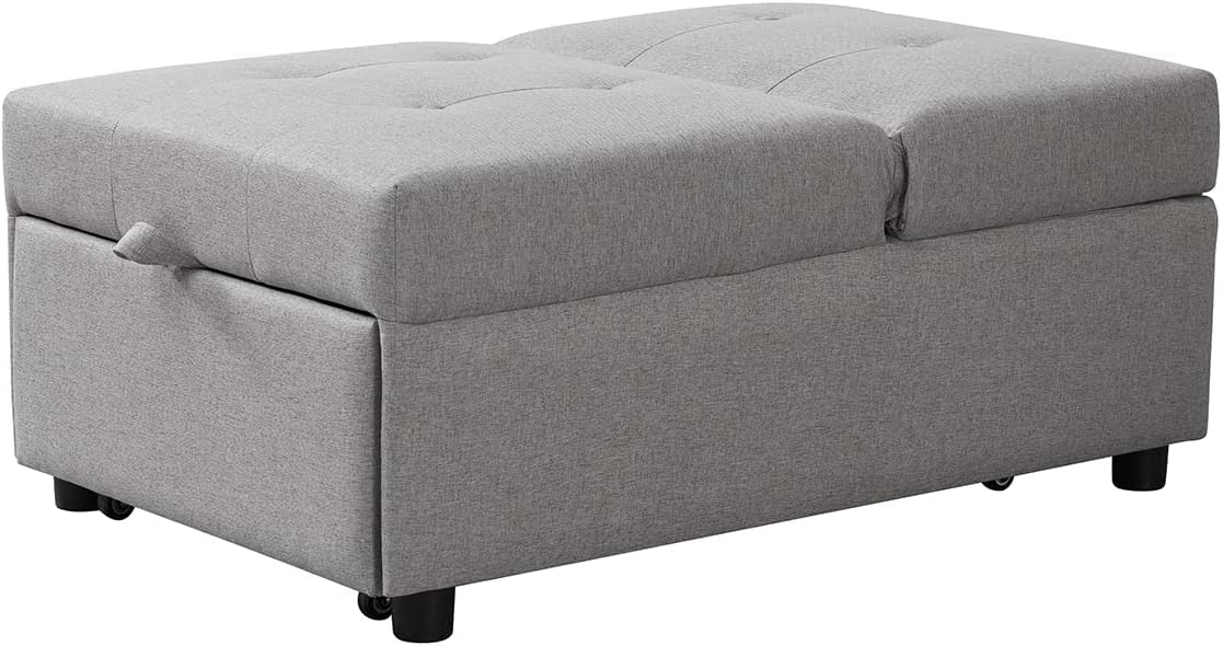Kings Brand Furniture – Otomana multifuncional, sofá cama, silla convertible, gris claro