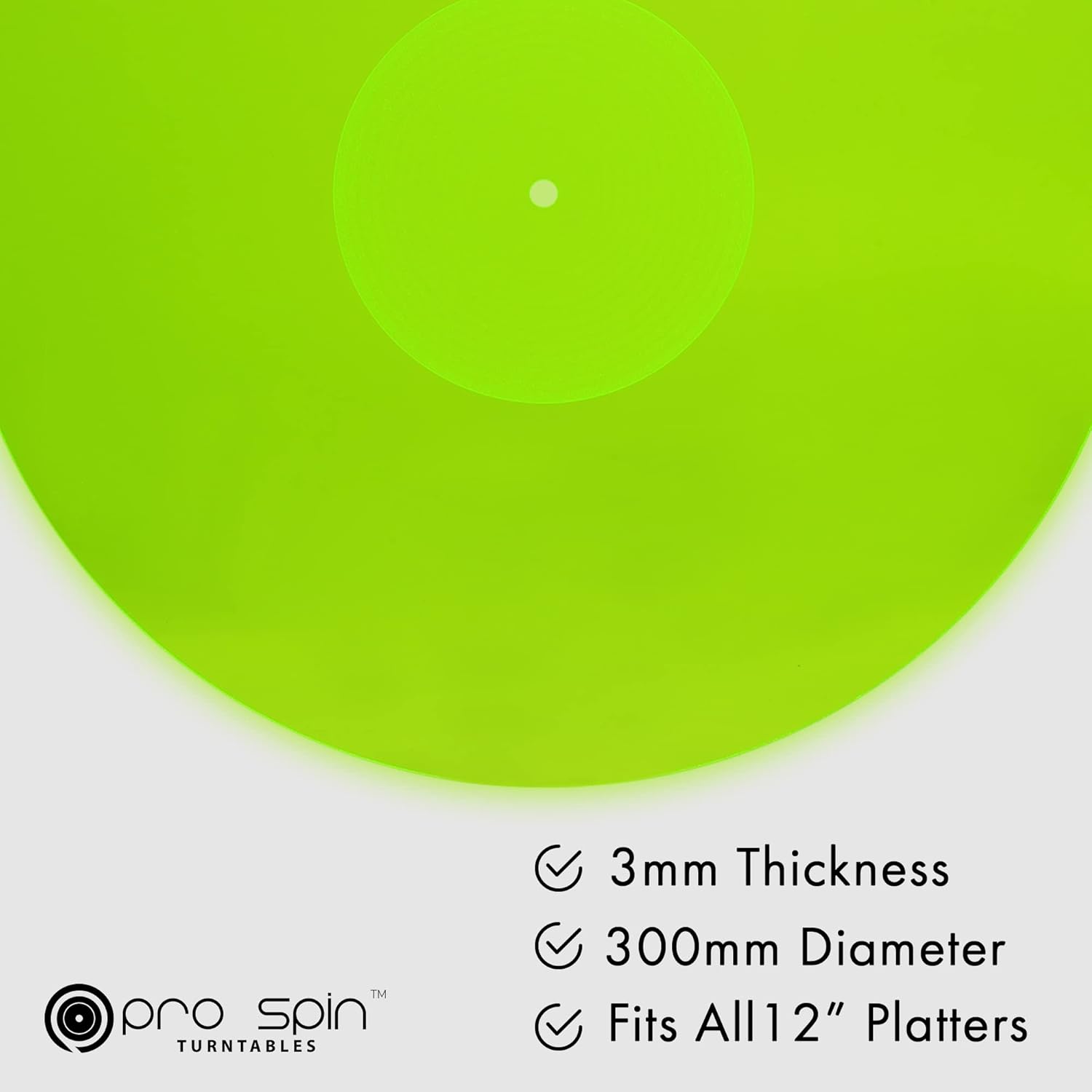 Green Glow – Tapete acrílico para tocadiscos vintage de vinilo de 12 pulgadas, cubierta antiestática, reduce el ruido y los sonidos de la estática y
