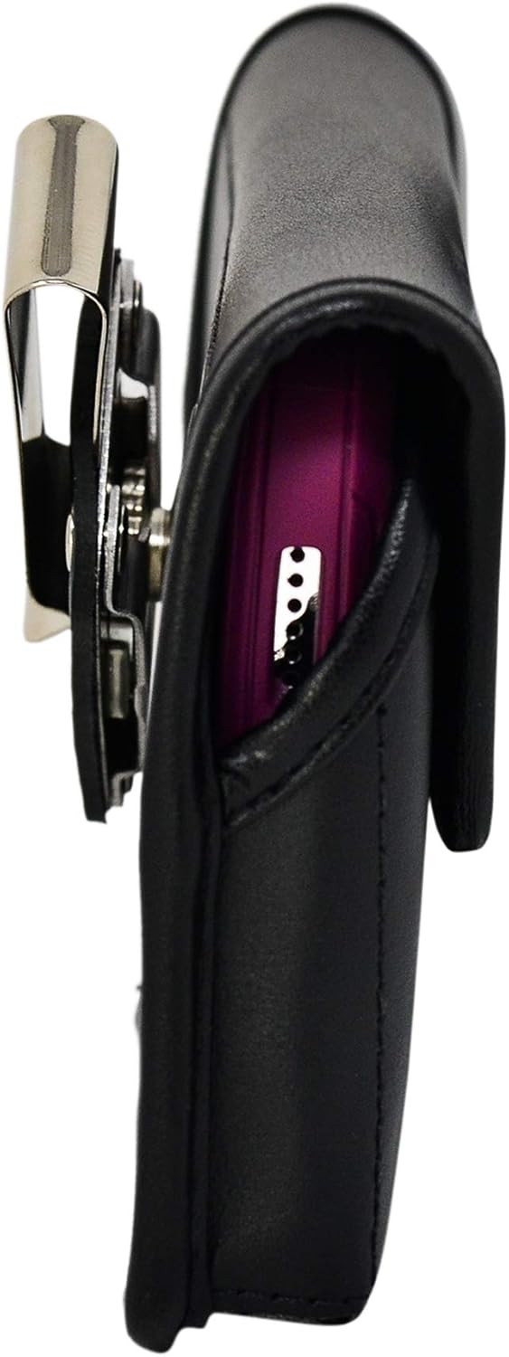 Turtleback Funda para cinturón diseñada para iPhone 12 Pro Max 5G (2020) se adapta con OB Defender o fundas voluminosas, funda de cuero negro con