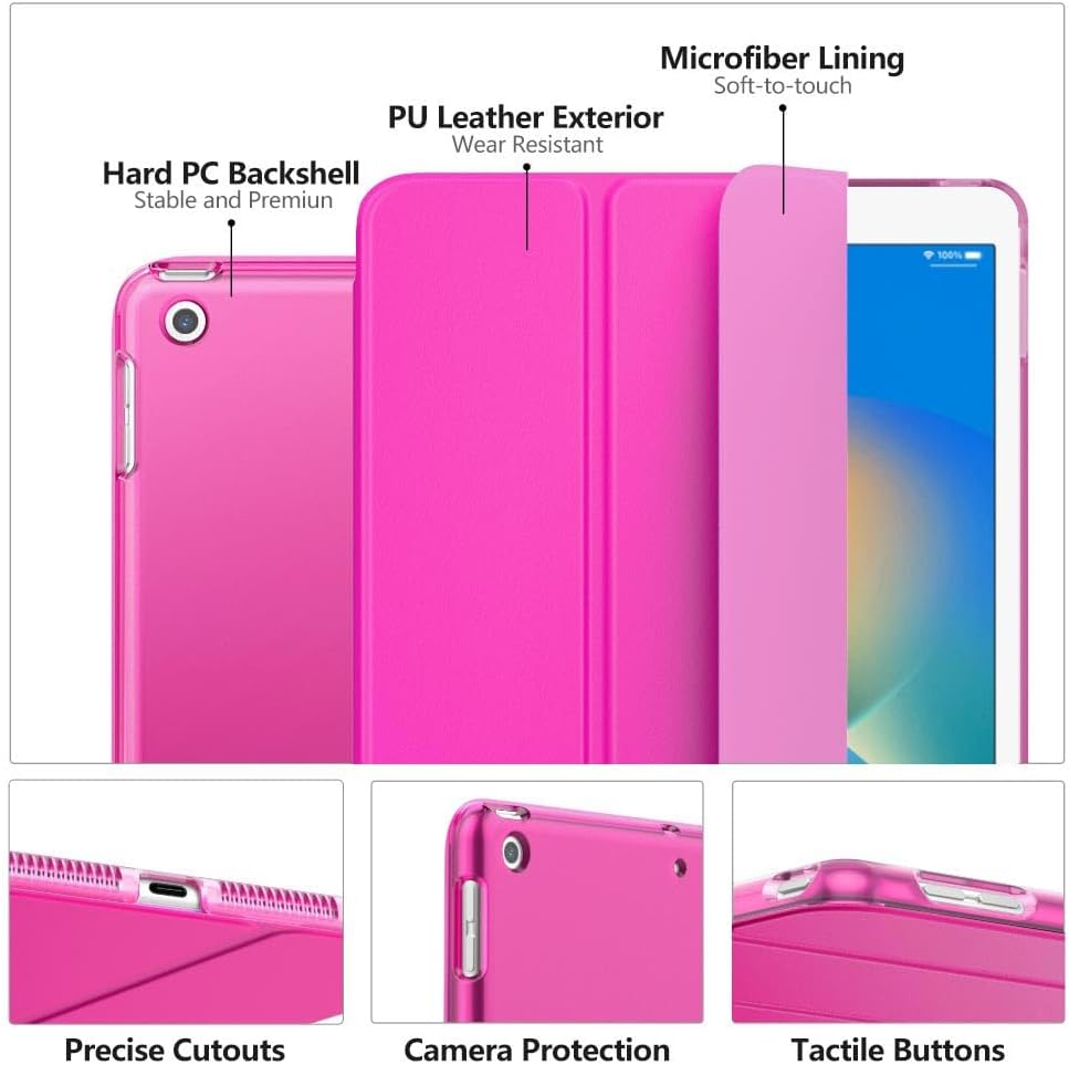 MoKo Funda para iPad 10.2, iPad de 9 generación 2021, iPad de 8 generación 2020, iPad de 7 generación 2019, funda inteligente delgada con soporte