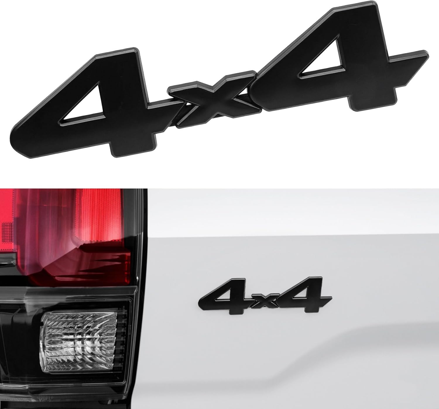 VIVFAN Calcomanía de emblema de 4 x 4 pulgadas, color negro, para guardabarros laterales y traseros con adhesivo de cobertura completa para
