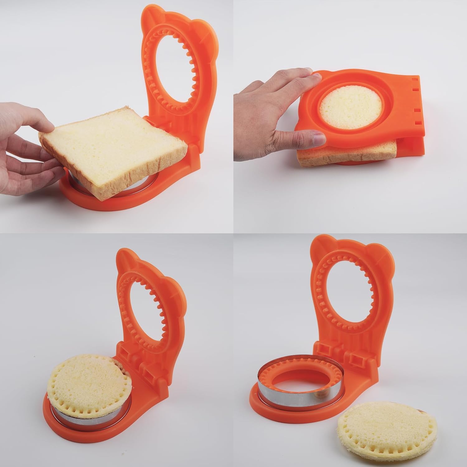 Cortador de sándwich naranja  Perfecto para sándwiches, galletas y creaciones de bricolaje, cortador y sellador de sándwiches, desoxidante de pan