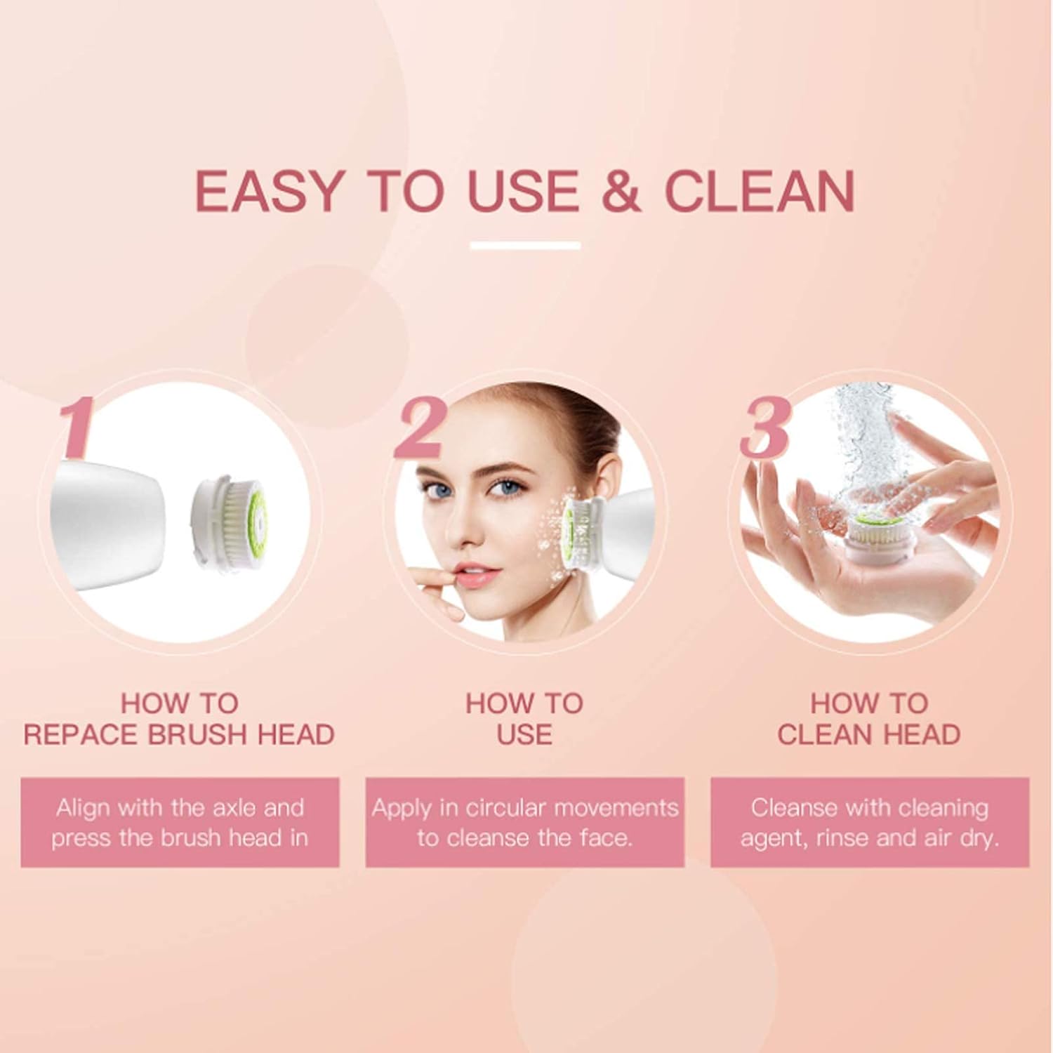 Cabezales de cepillo de limpieza para poros obstruidos y dilatados, limpieza profunda, cabezales de cepillo facial universales (6 piezas)