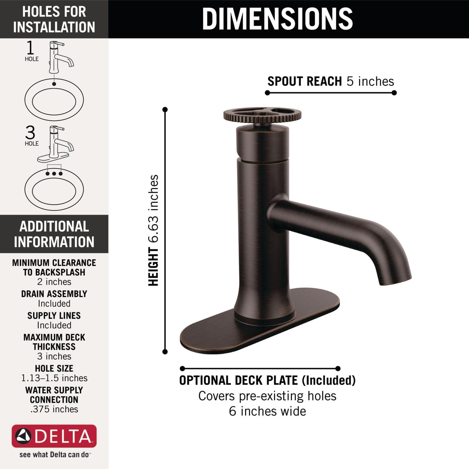 Delta Faucet Trinsic – Grifo de baño de bronce aceitado, grifo de baño de un solo agujero, grifo de lavabo de baño de una sola manija, tecnología de