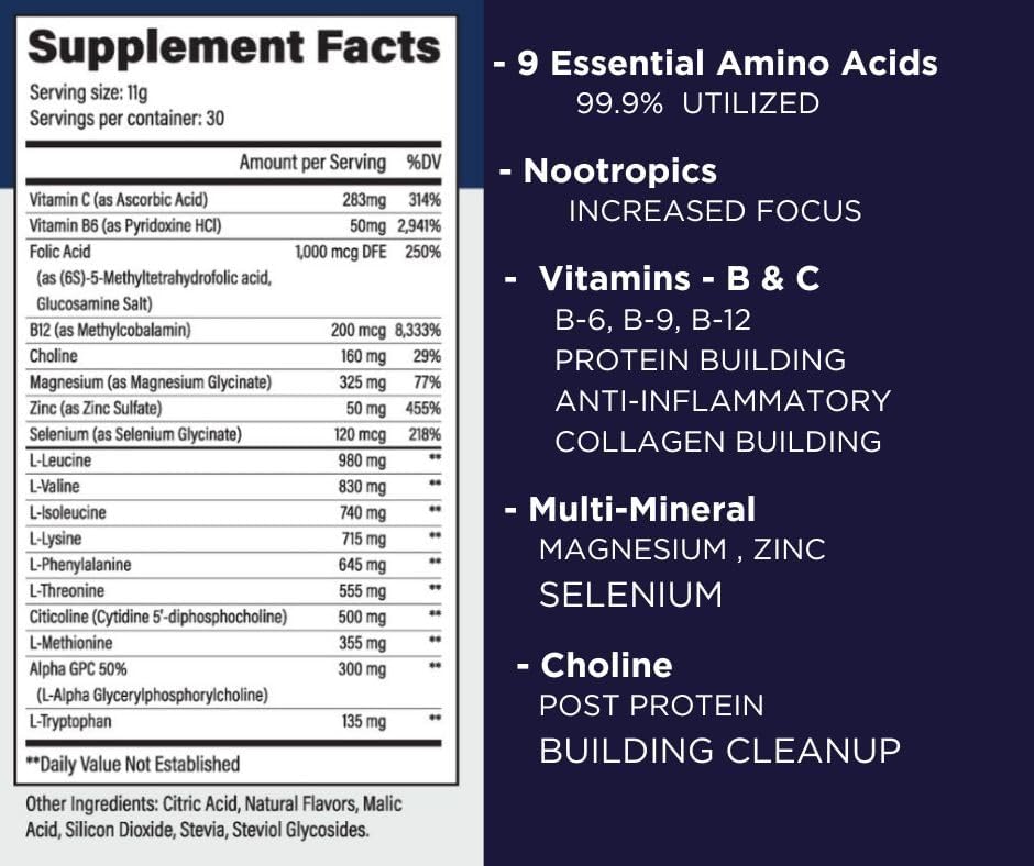 Primal Build – Polvo de preentrenamiento para hombres y mujeres, polvo de aminoenergía, mezcla única de EAA, maximiza las ganancias y elimina el