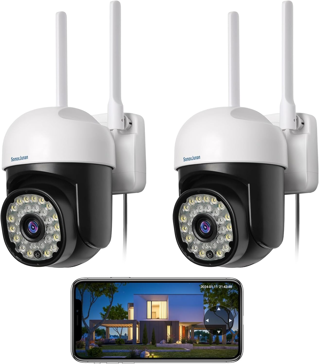 Cámara de seguridad para exteriores 1080P, 2.4G5G WiFi 360 PTZ cámaras de seguridad al aire libre, visión nocturna a color, detección de movimiento,