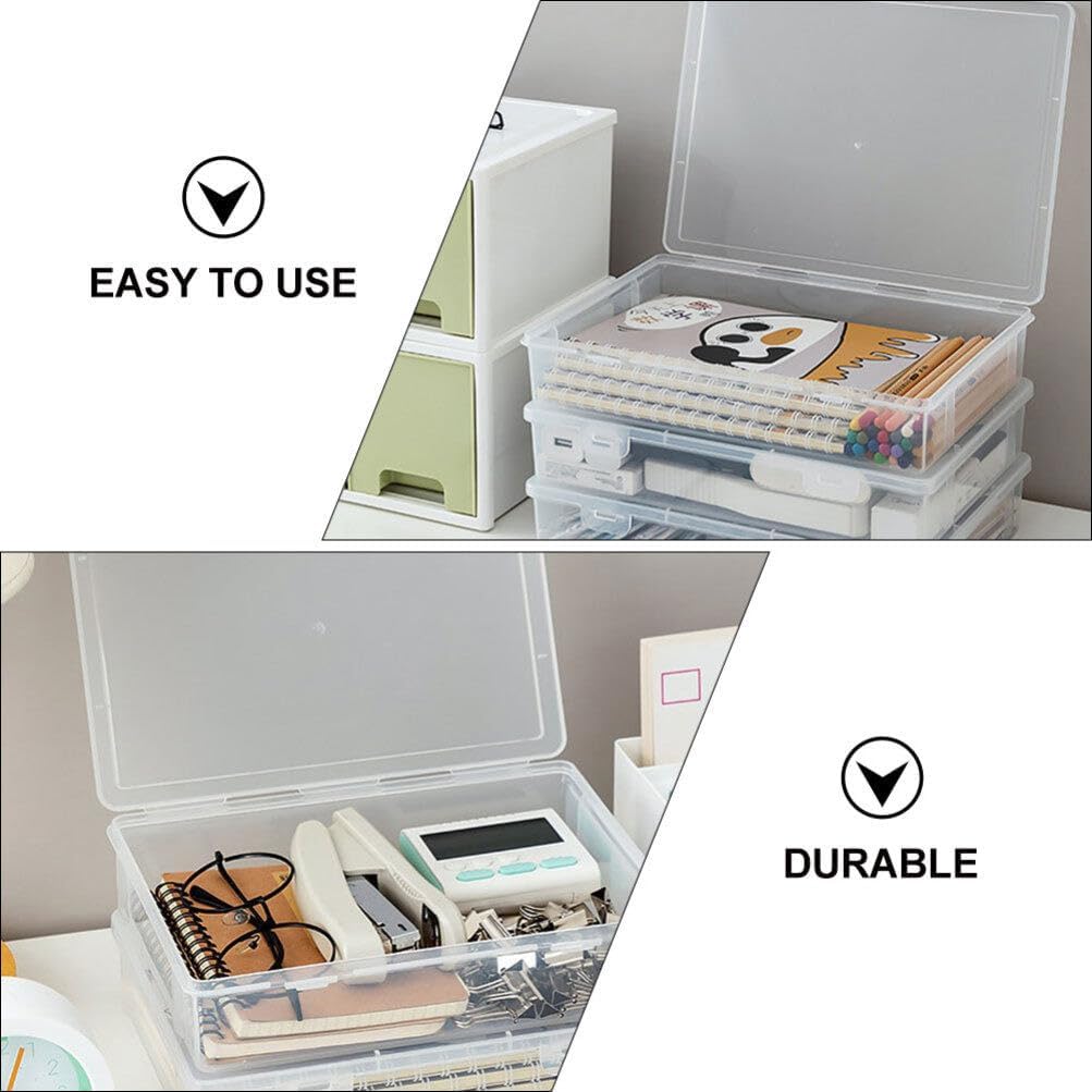 NUOBESTY Estuche organizador de escritorio de oficina, estuche de plástico transparente para álbumes de recortes, caja de almacenamiento de papel,