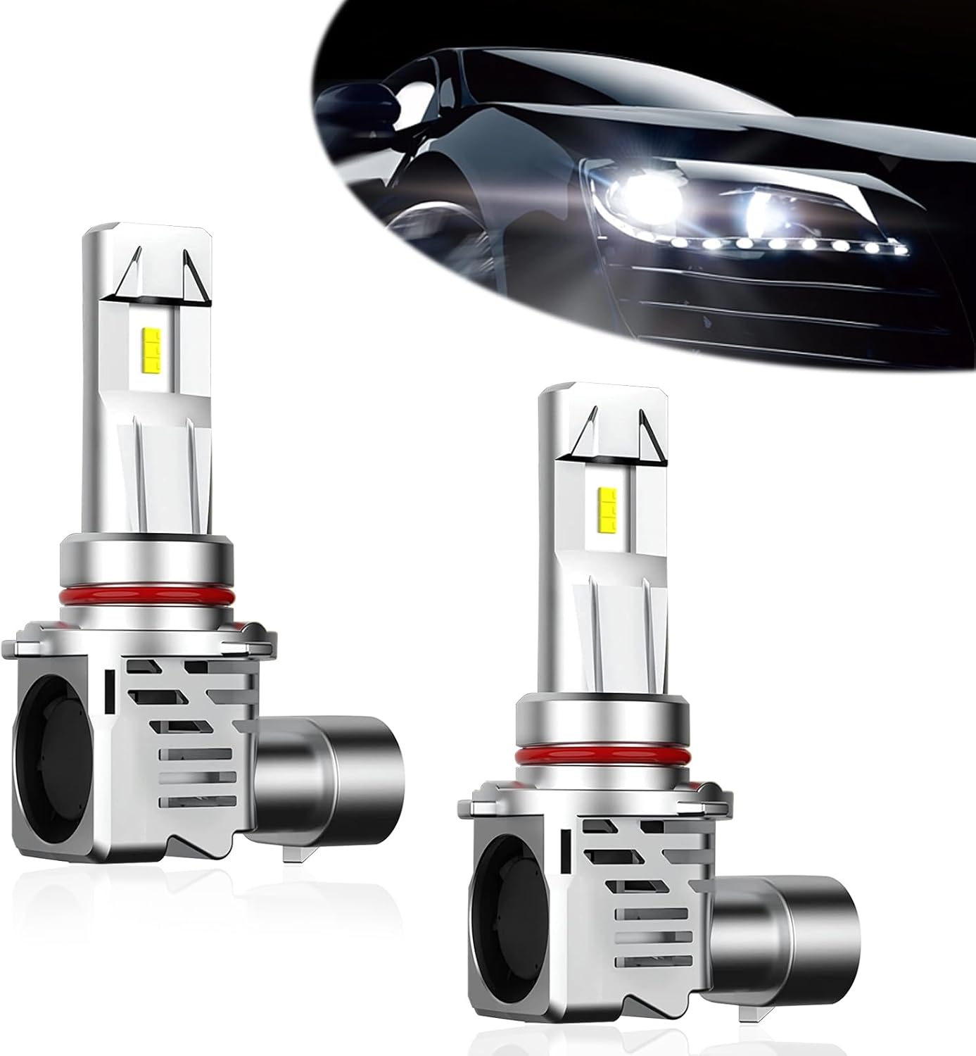 QODOLSI 2 bombillas de coche 9005HB3, kits de bombillas de coche superbrillantes de 6500 K, luz antiniebla de luz blanca, luz alta de aluminio,
