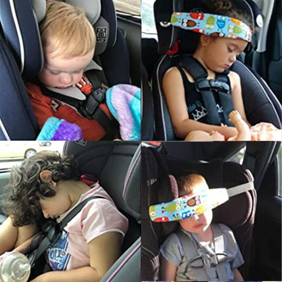 Soporte de cabeza de bebé para asiento de automóvil, 2 piezas de soporte de cabeza de asiento de automóvil, correas de sujeción de almohada, correa