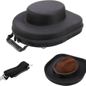 Estuche de viaje para vaquero, Fedora, Panamá, caja rígida para sombrero de viaje, equipada con asa de transporte, correa para el hombro, correa de Estuche de viaje para vaquero, Fedora, Panamá, caja rígida para sombrero de viaje, equipada con asa de transporte, correa para el hombro, correa de