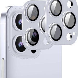 Plata Paquete de 2 Protector de lente de cámara para iPhone 15 Pro  15 Pro Max, cubierta de cámara de vidrio templado Ultra HD 9H, compatible con Plata Paquete de 2 Protector de lente de cámara para iPhone 15 Pro  15 Pro Max, cubierta de cámara de vidrio templado Ultra HD 9H, compatible con