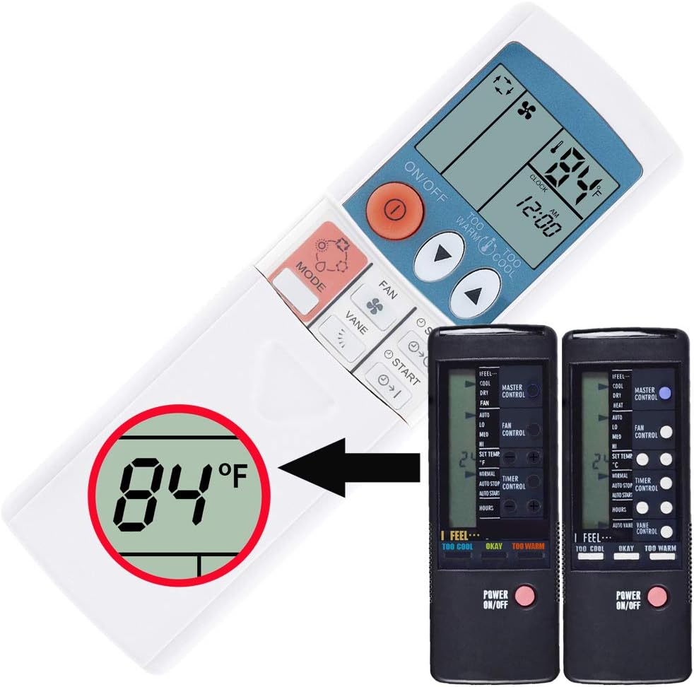 Reemplazo Mitsubishi Electric Mr Slim Aire Acondicionado Control Remoto T2W679426 MS09EW MS12EN MS15EN MS-09-DW-U1 Pantalla en Fahrenheit y Celsius