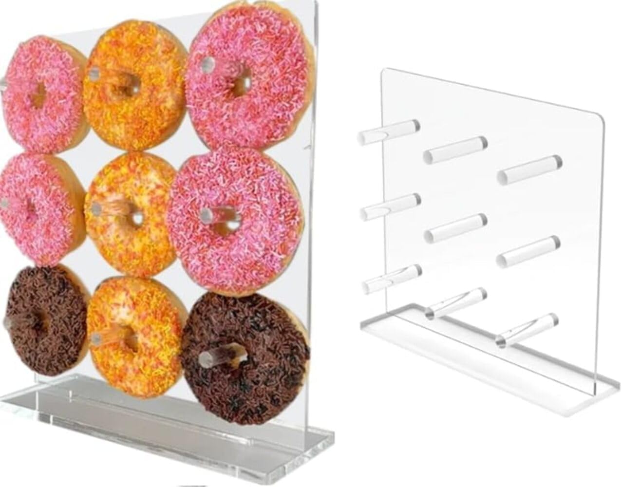 Sikfits Donut Wall – Acrylic Donut Wall For 36 Donuts – Donut Holder With Sturdy Improved Base – Donut Display That Won’t trip – Most Durable Donut