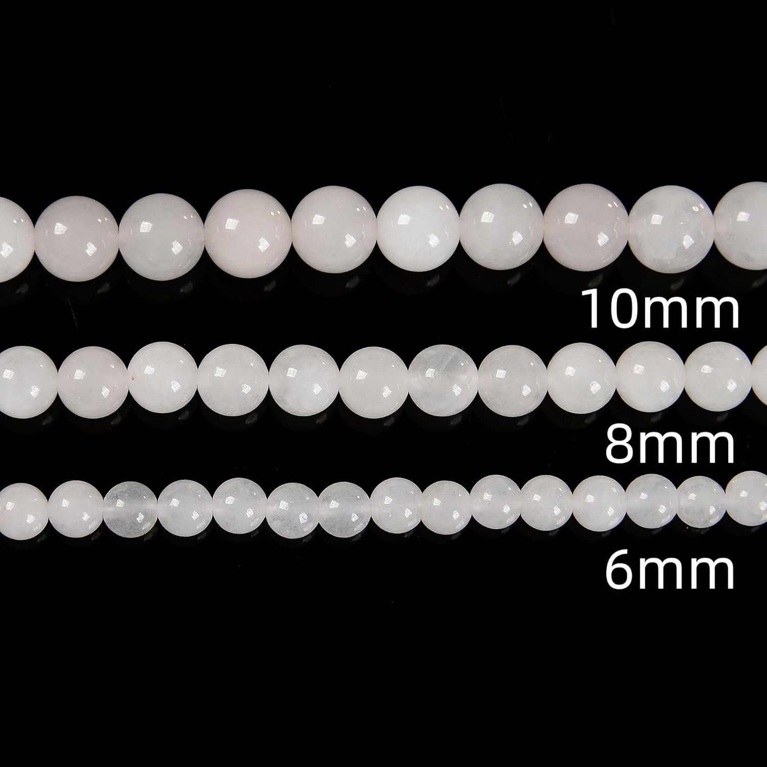 96 cuentas de piedra natural de jade blanco de 0.315 pulgadas (0.315 in), piedras preciosas redondas auténticas sueltas para hacer pulseras y