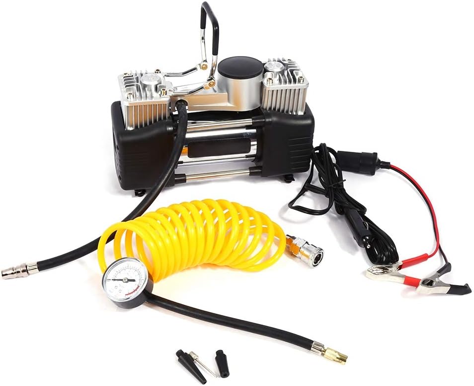 KIMISS Cilindros de inflado de neumáticos con bolsa portátil, mini compresor de aire portátil 150PSI inflador de neumáticos de coche, kit portátil,