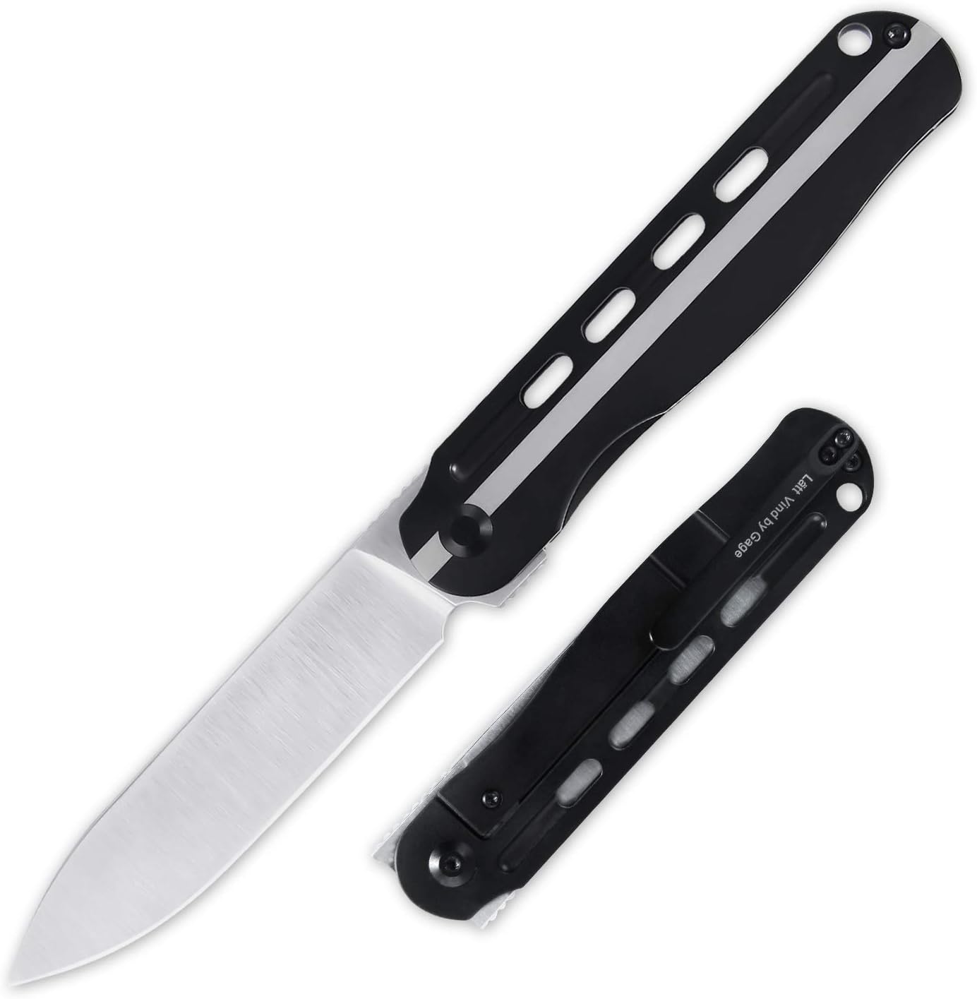 Kizer Cuchillos plegables de titanio, hoja S35VN y mango negro con clip de bolsillo, Lätt Vind Ki4567A1