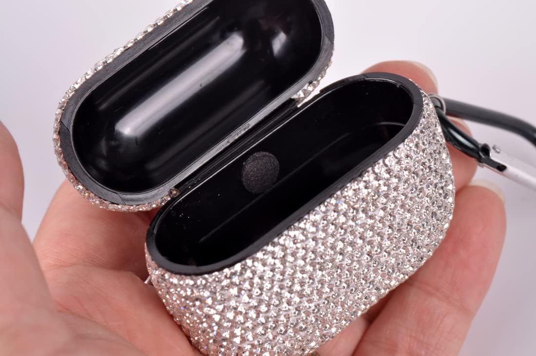Funda brillante compatible con AirPods de 3 generación con llavero, a prueba de golpes, funda protectora de diamantes de imitación de alta calidad