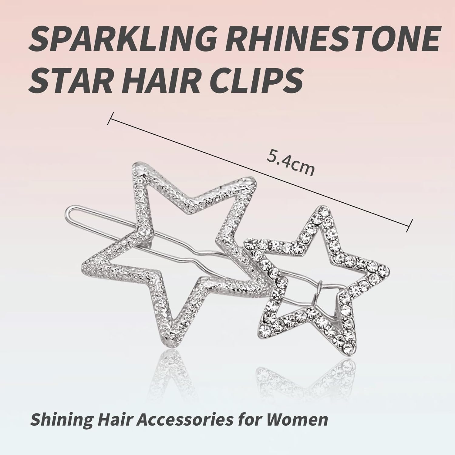 6 pinzas para el cabello con estrellas huecas, elegantes accesorios para el cabello con diamantes de imitación plateados, horquillas geométricas