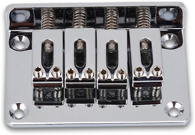 Bnineteenteam Puente de guitarra eléctrica de metal fijo Hardtail Saddle Bridge para 4 cuerdas Cigarbox Guitarra eléctrica Bajo Ukelele con juego de