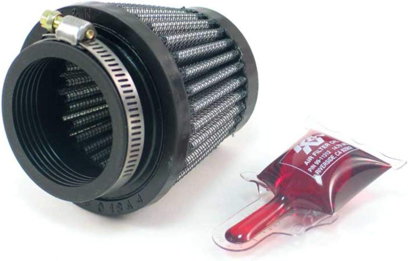 K&N Filtro de entrada de aire universal con abrazadera alto rendimiento, Premium, Filtro de aire de repuesto Diámetro de la brida 1.75 pulgadas,