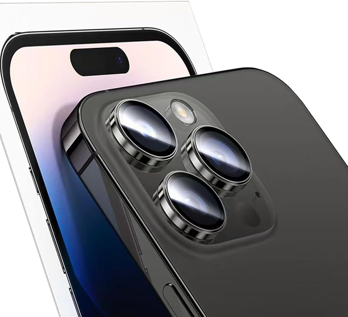 iyanzi Paquete de 2 protectores de lente de cámara para iPhone 15 Pro 15 Pro Max, anillo de aleación de aluminio 3D de vidrio templado Color